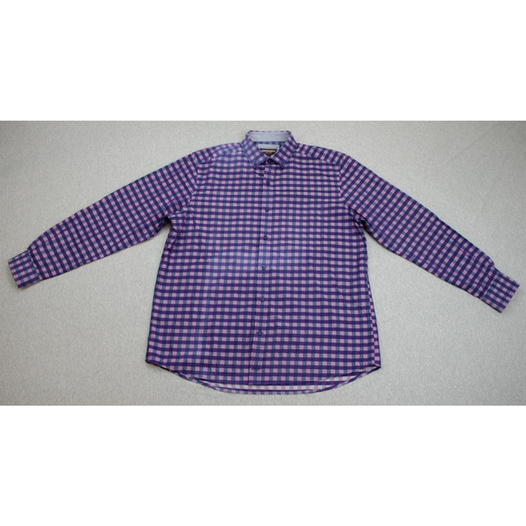 Johnston & Murphy Shirt Mens Large Check 100% Cotton Button Down Long Sleeve - Picture 2 of 7